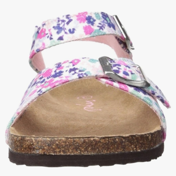 Joules Floral Print Sandals Little Girls Size US 3 UK 2 Ankle Strap Cork Footbed - Picture 3 of 14